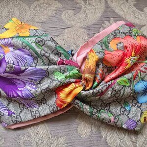 GG Flora print silk headband